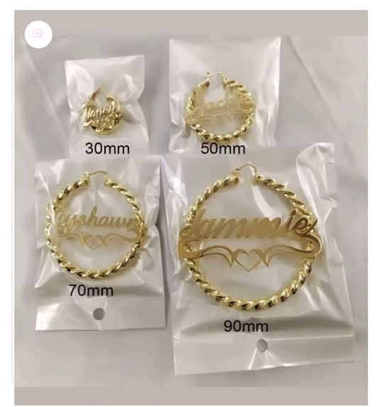 Custom Name Hoops Silver