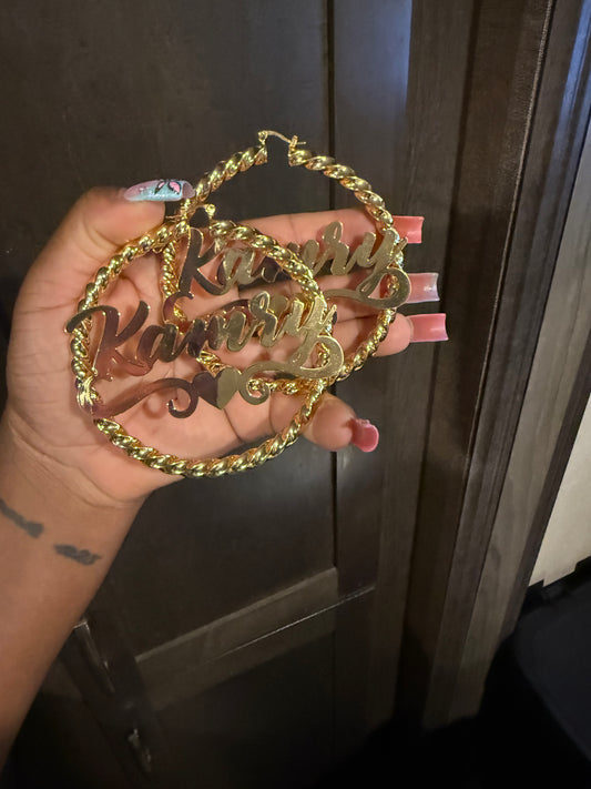 Custom Name Hoops Gold